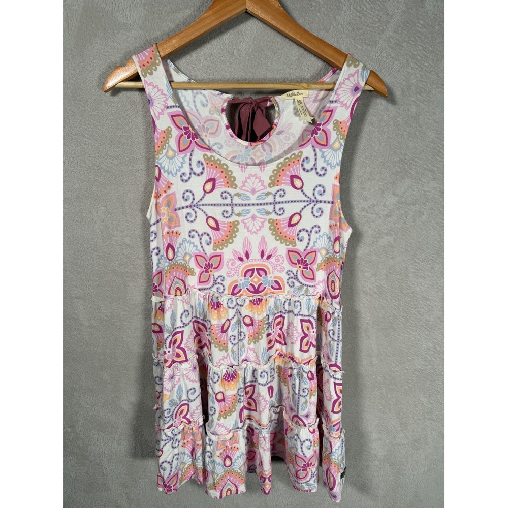 Matilda Jane Women XS Floral Paisley Tiered Tank Top Keyhole Tie Back Sleeveless